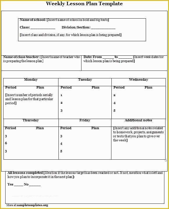 Teaching Portfolio Template Free Of Weekly Lesson Plan Template