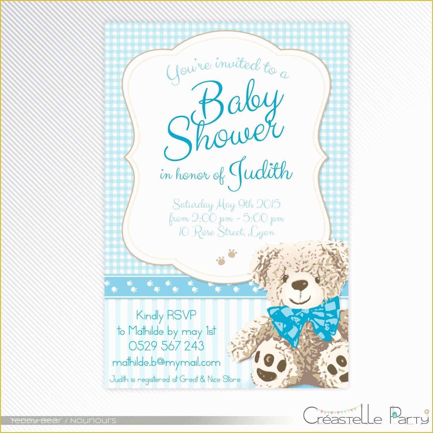 Teddy Bear Baby Shower Invitations Templates Free Of Blue Teddy Bear Baby Shower Invitation