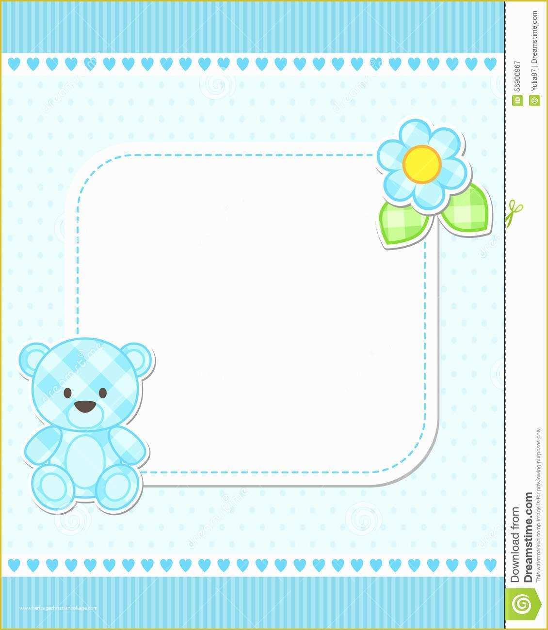 Teddy Bear Baby Shower Invitations Templates Free Of Blue Teddy Bear Card Stock Vector Illustration Of