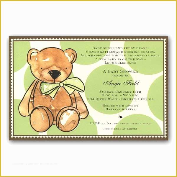 Teddy Bear Baby Shower Invitations Templates Free Of Brown Teddy Bear Baby Shower Invitations