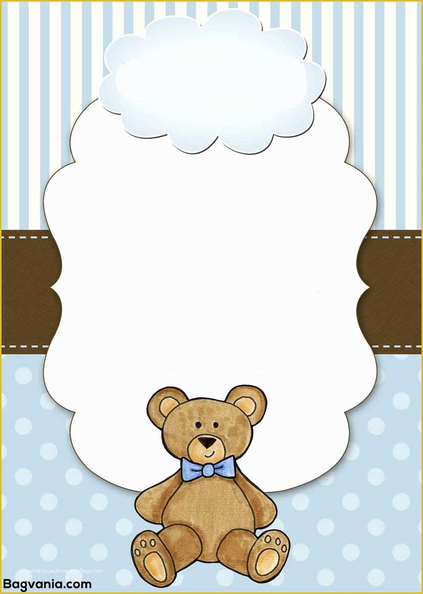 Teddy Bear Baby Shower Invitations Templates Free Of Free Free Teddy Bear Birthday Invitation Templates