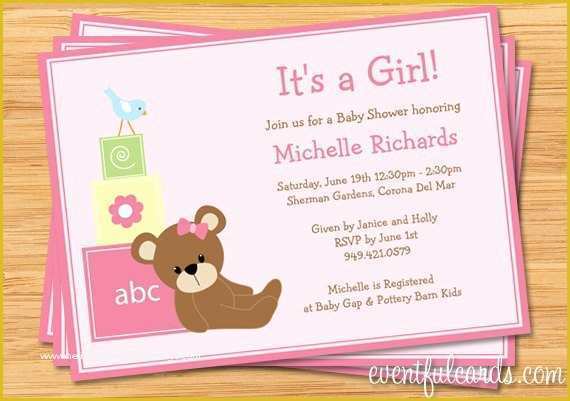 Teddy Bear Baby Shower Invitations Templates Free Of Pink Teddy Bear Baby Shower Invitation Print Yourself