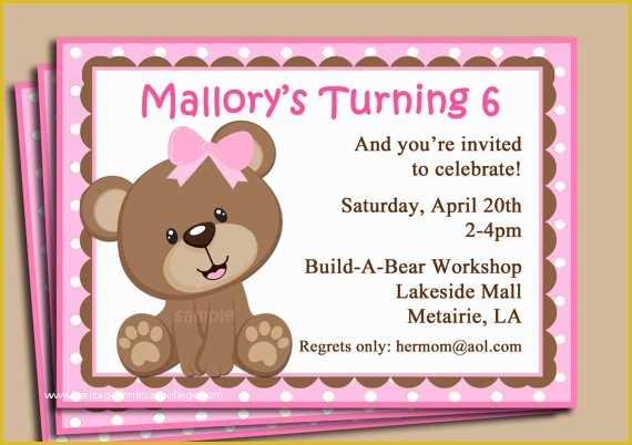 Teddy Bear Baby Shower Invitations Templates Free Of Pink Teddy Bear Invitation Printable or Printed with Free