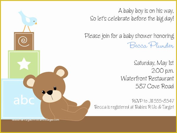 Teddy Bear Baby Shower Invitations Templates Free Of Printable Teddy Bear Baby Shower Invitations Bear Ba