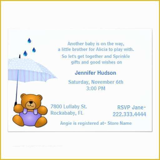 Teddy Bear Baby Shower Invitations Templates Free Of Teddy Bear Baby Boy Sprinkle Shower Invitation