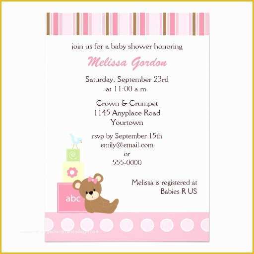 Teddy Bear Baby Shower Invitations Templates Free Of Teddy Bear Baby Shower Invitation 5" X 7" Invitation Card