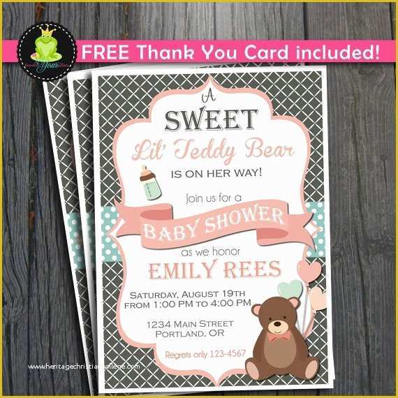 Teddy Bear Baby Shower Invitations Templates Free Of Teddy Bear Baby Shower Invitation Baby Shower Ideas