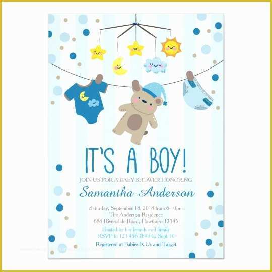 Teddy Bear Baby Shower Invitations Templates Free Of Teddy Bear Baby Shower Invitation Boy Baby Shower