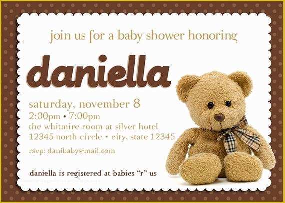 Teddy Bear Baby Shower Invitations Templates Free Of Teddy Bear Baby Shower Invitation Boy Girl Gender Neutral