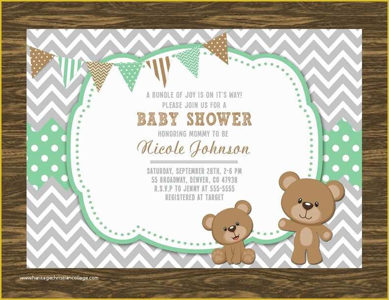 Teddy Bear Baby Shower Invitations Templates Free Of Teddy Bear Baby Shower Invitation Printable Free Thank You