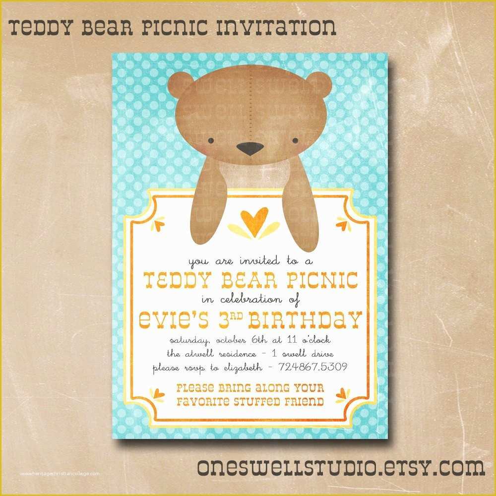 Teddy Bear Baby Shower Invitations Templates Free Of Teddy Bear Invitation Gender Neutral Birthday by