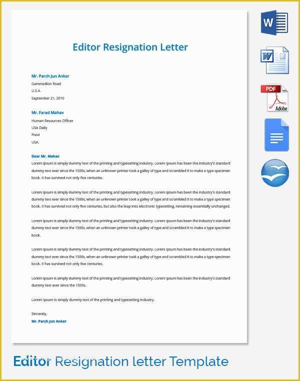 Template Editor Free Of Resignation Letter Template 25 Free Word Pdf Documents