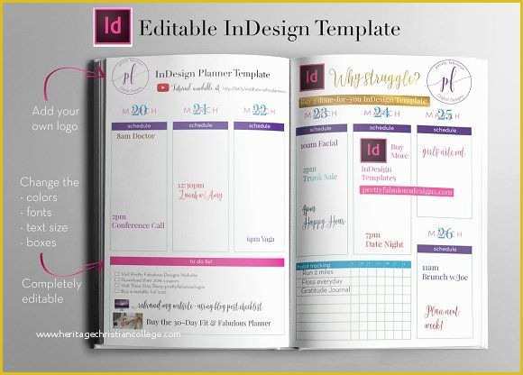 Template Indesign Free Of Weekly Calendar