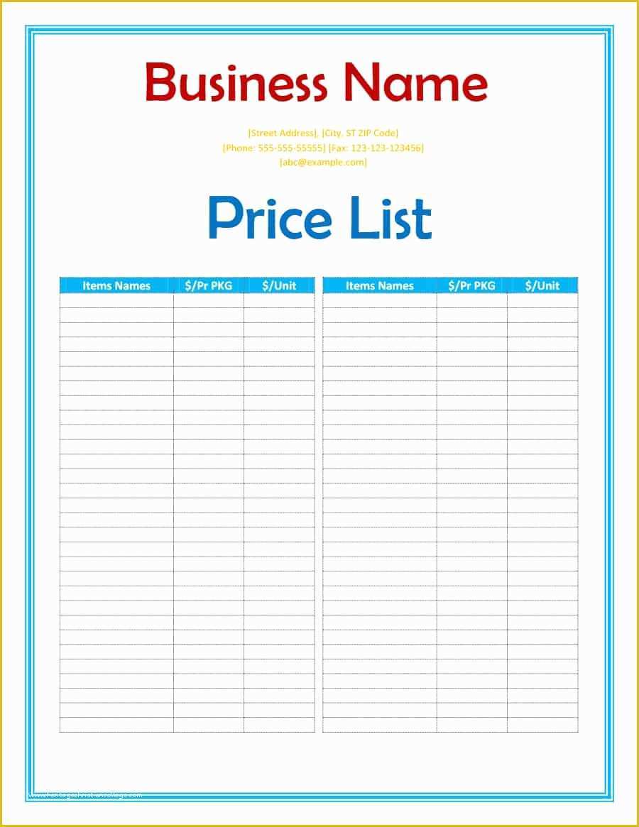Template Shop Free Of 40 Free Price List Templates Price Sheet Templates