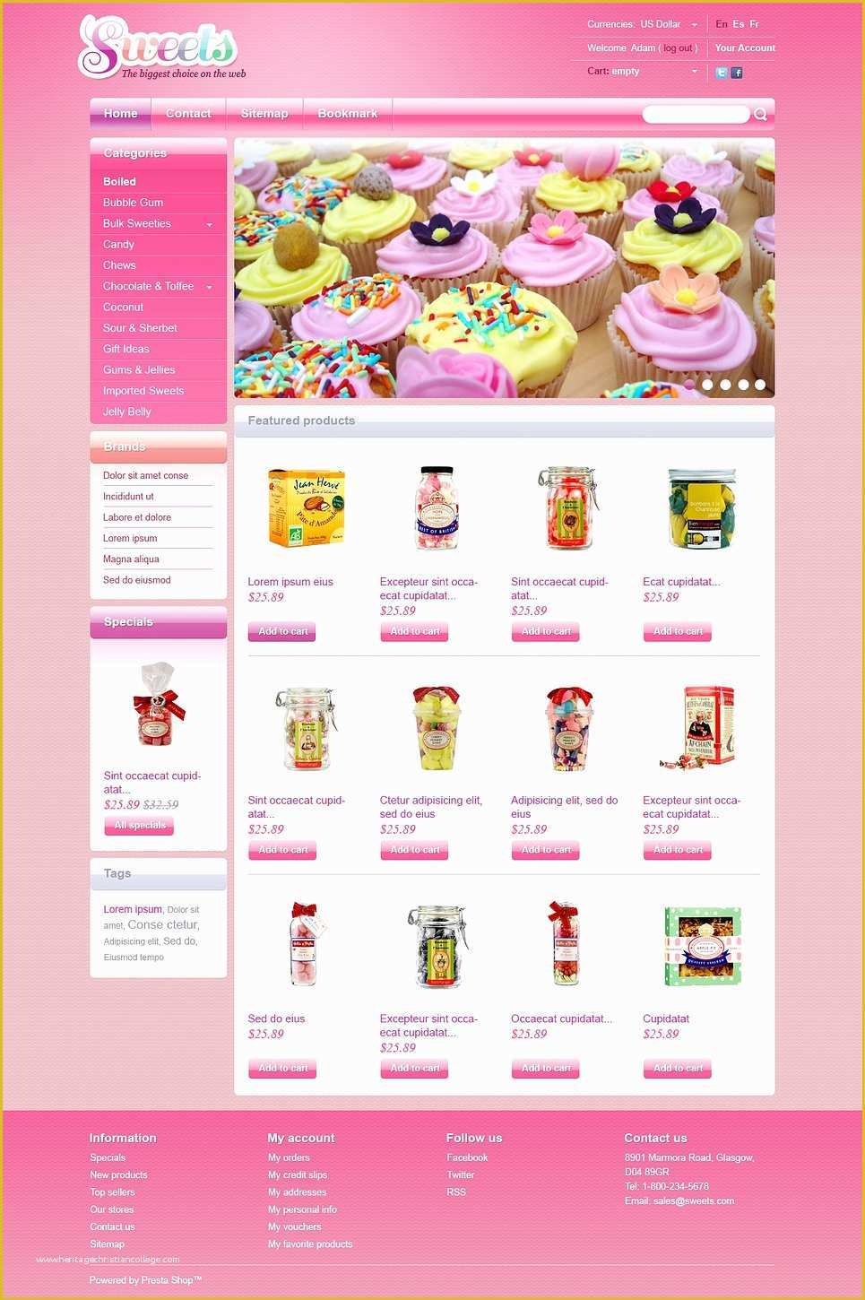 Template Shop Free Of Candy Shop Prestashop theme