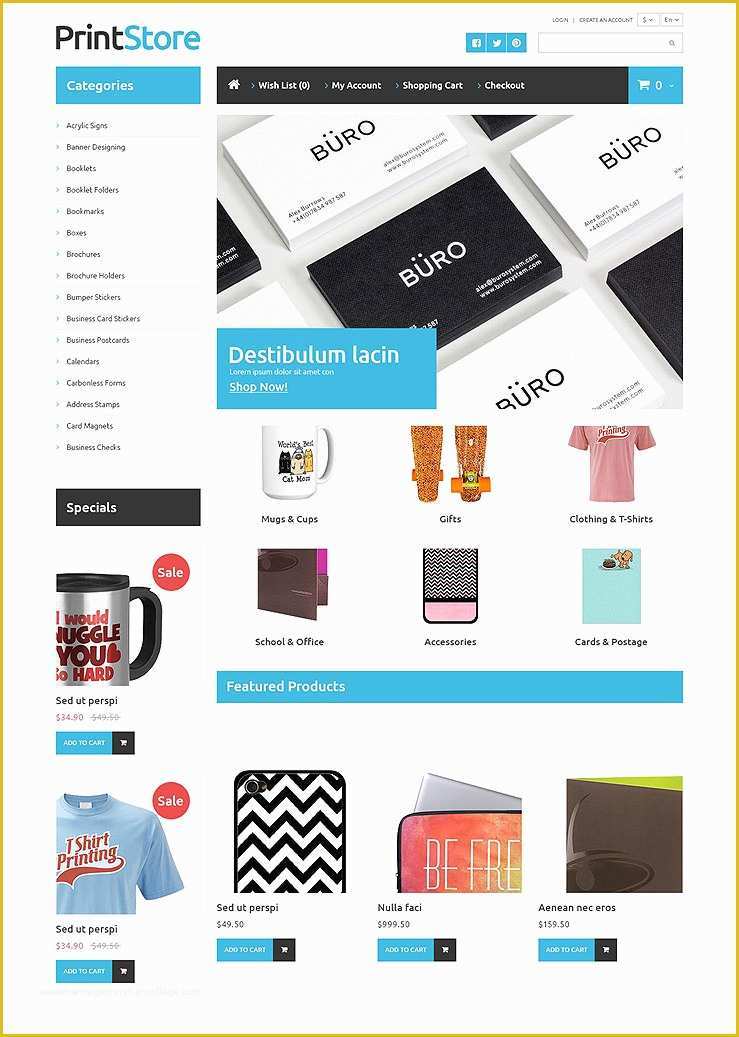 Template Shop Free Of Print Shop Opencart Website Templates & themes