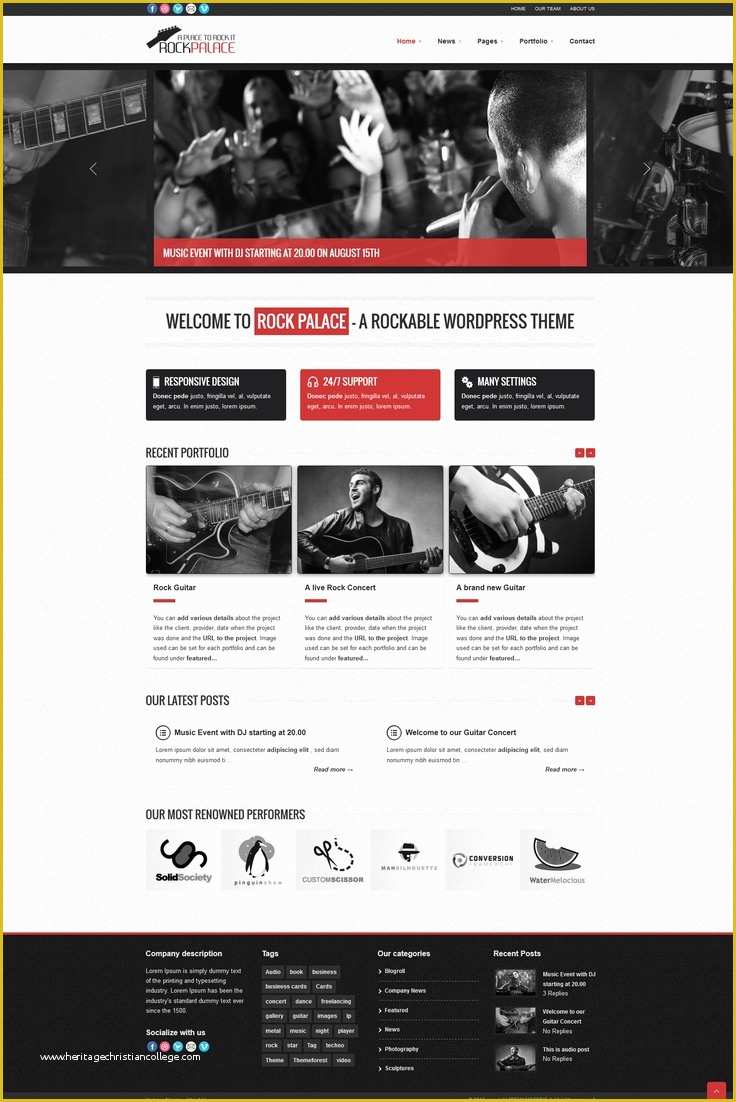 Template Wordpress Free Responsive Of Rock Palace