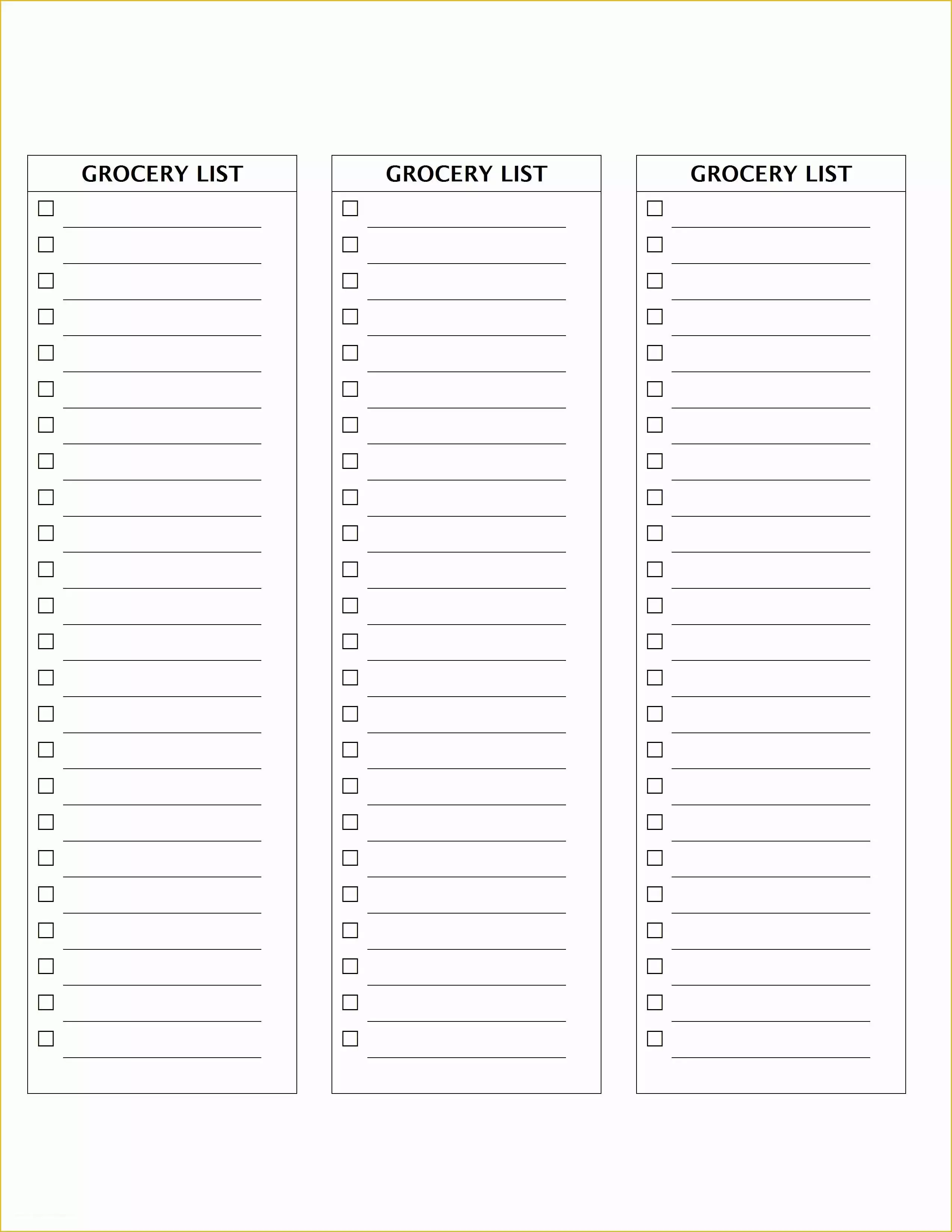 Templates Word Free Of Grocery List Template Word