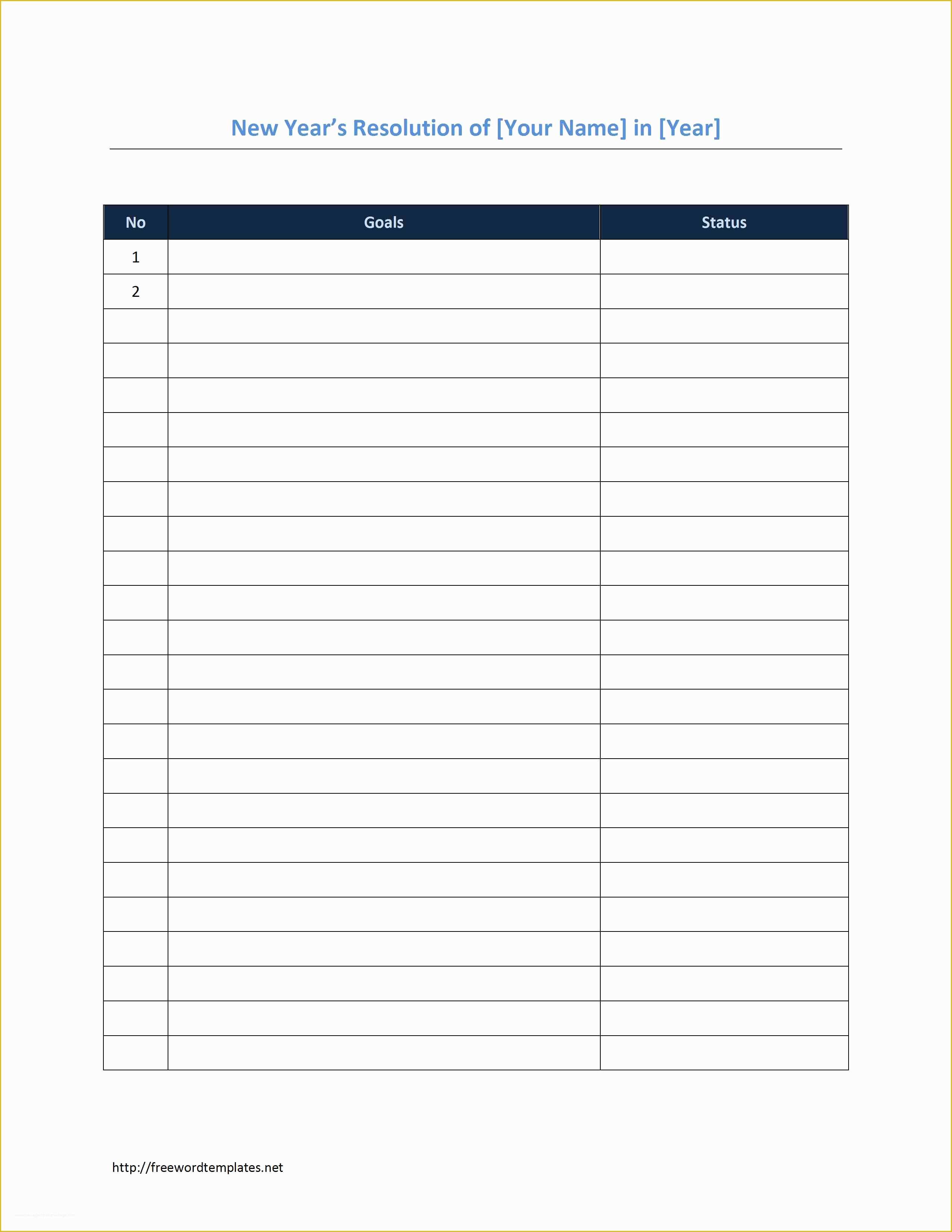 Templates Word Free Of New Years Resolution Templates Search Results