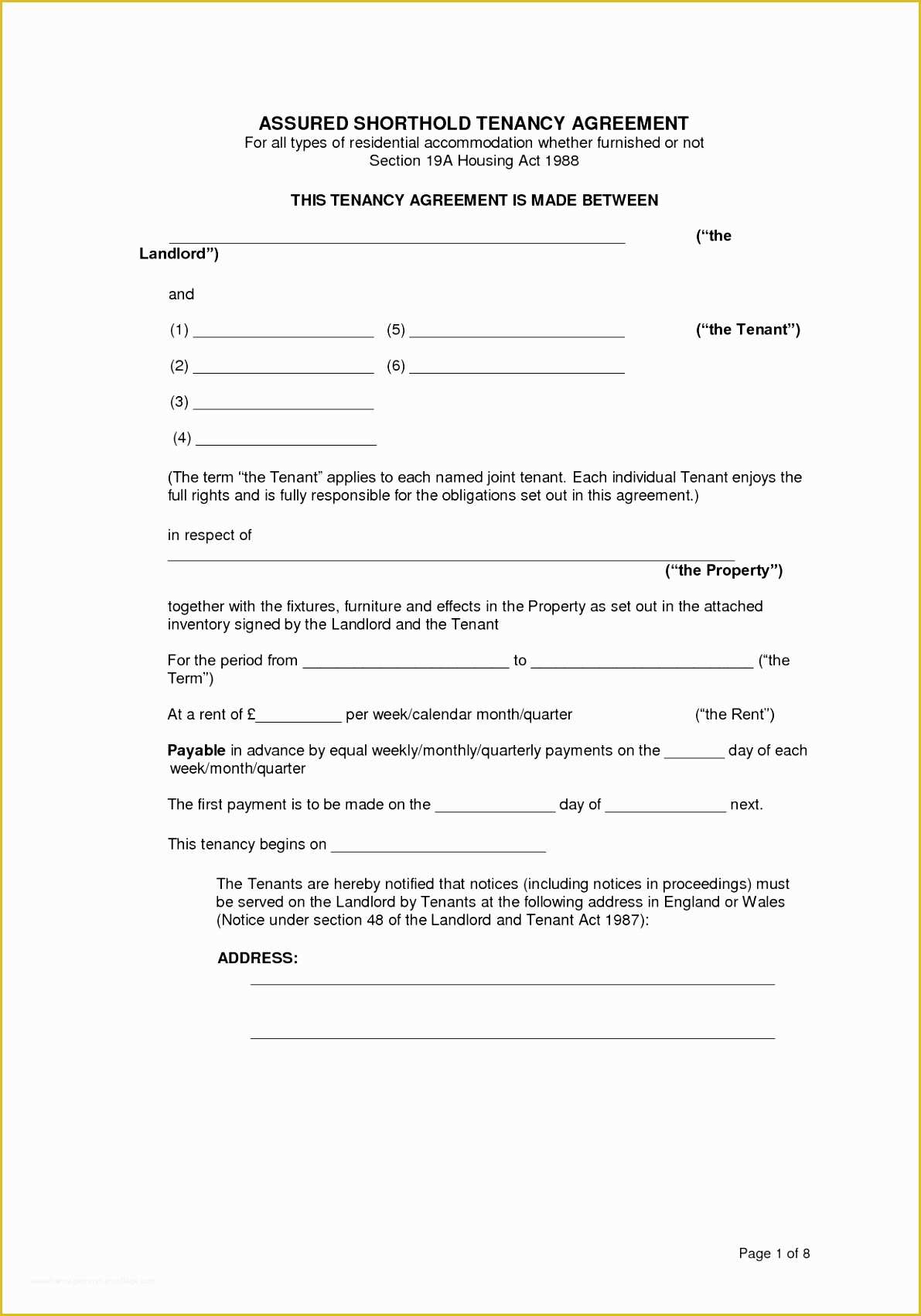 Tenancy Agreement form Template Free Of 9 ast Tenancy Agreement Template Rieta