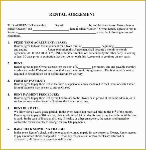 Tenancy Agreement form Template Free Of 9 Blank Rental Agreements to Download for Free