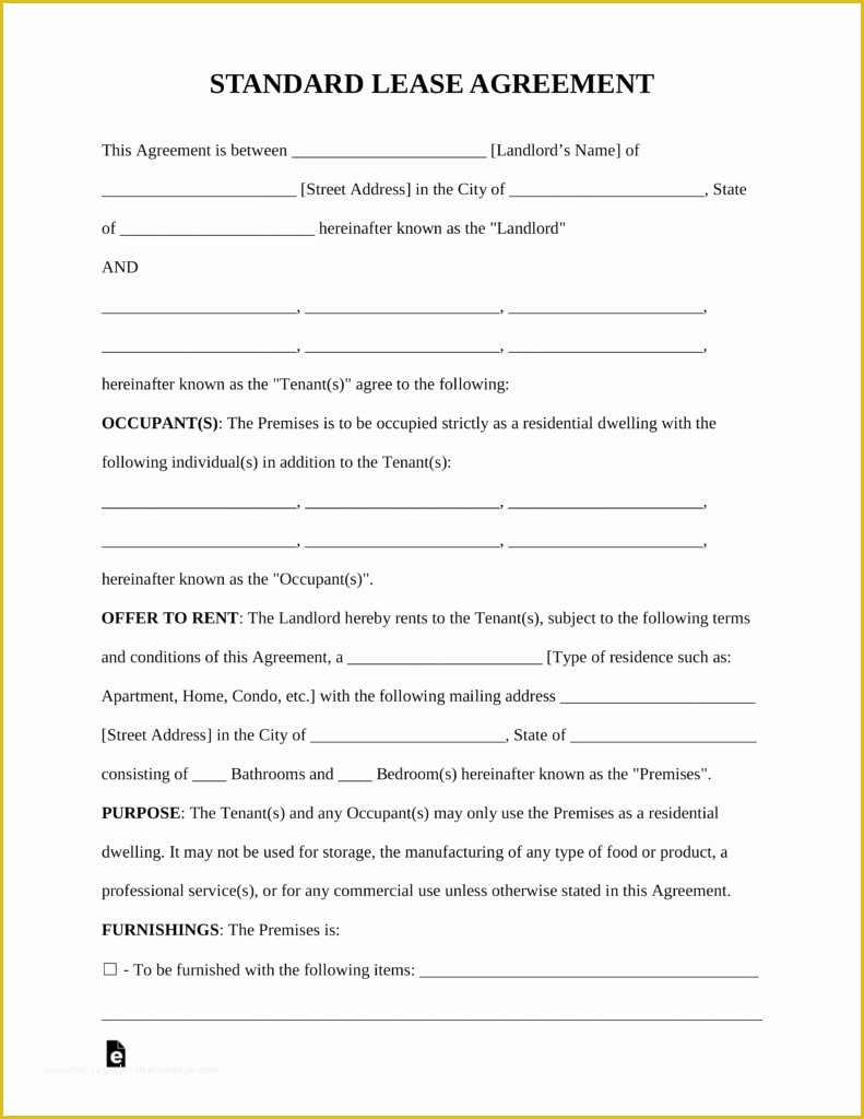 Tenancy Agreement form Template Free Of Free Standard Residential Lease Agreement Template Pdf