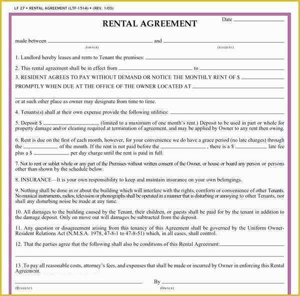 Tenancy Agreement form Template Free Of Residential Lease Agreement Template