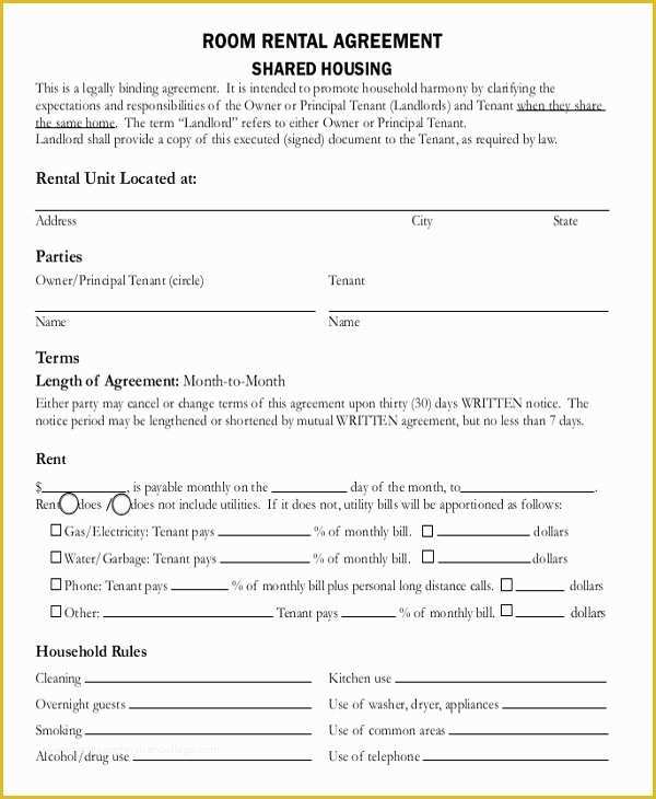 Tenancy Agreement form Template Free Of Room Rental Agreement Template – 11 Free Word Pdf Free