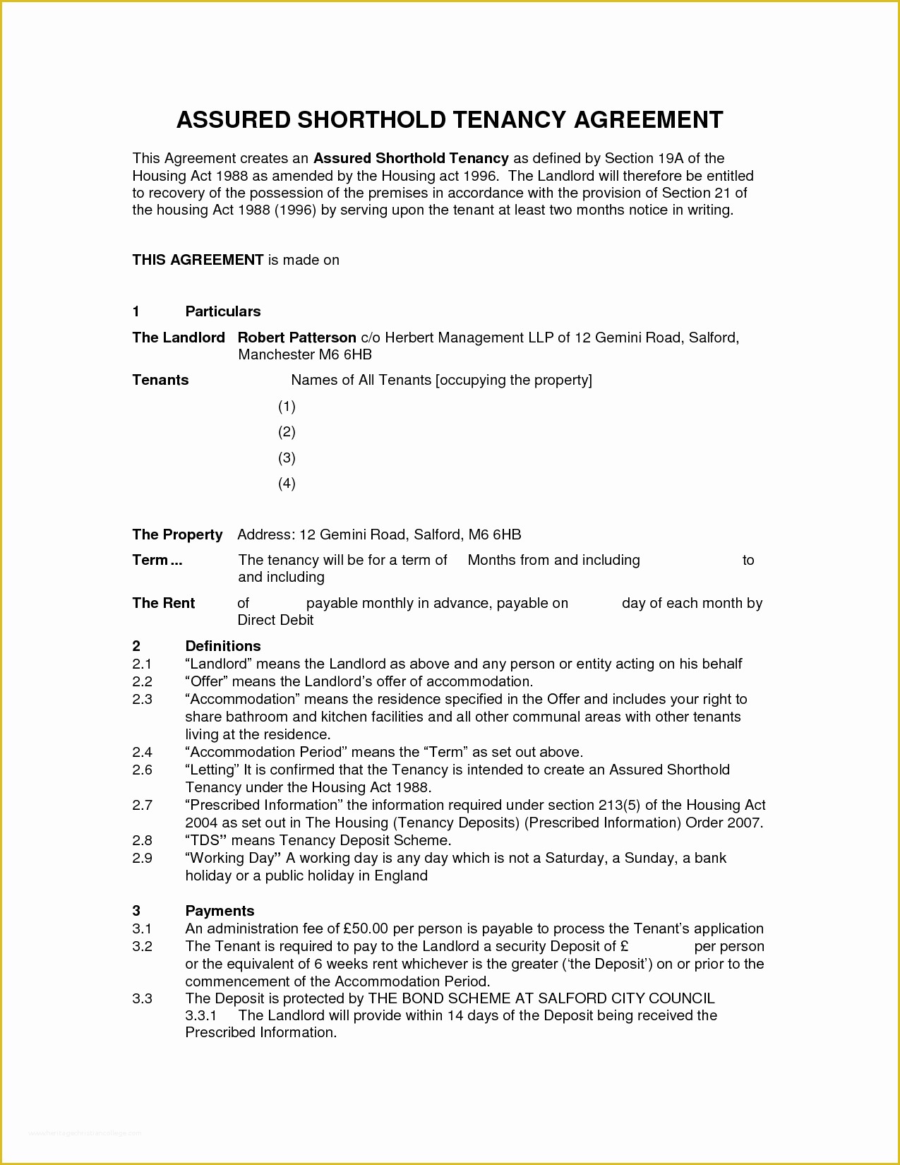 Tenancy Agreement form Template Free Of Short assured Tenancy Agreement Template England