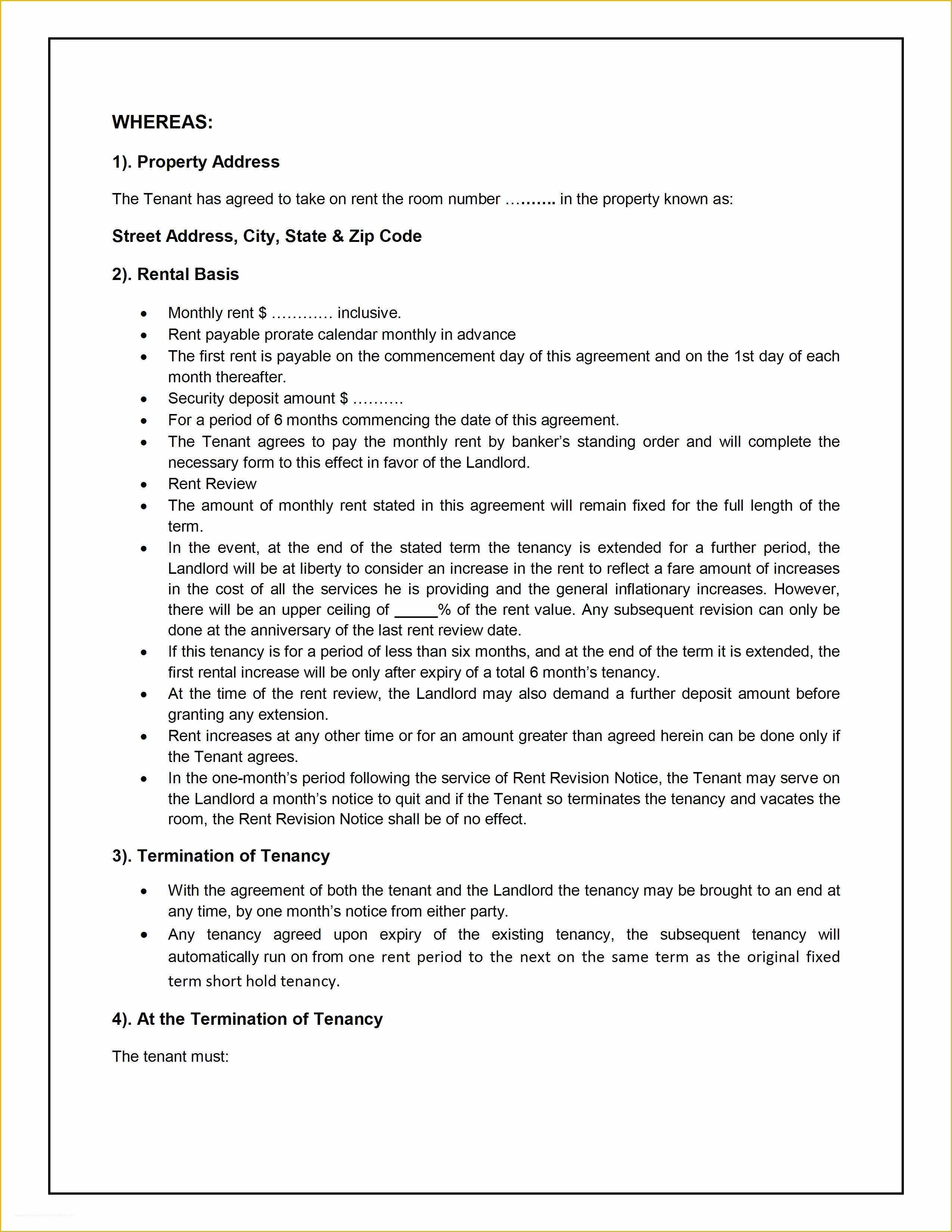 Tenancy Agreement form Template Free Of Tenancy Agreement Template