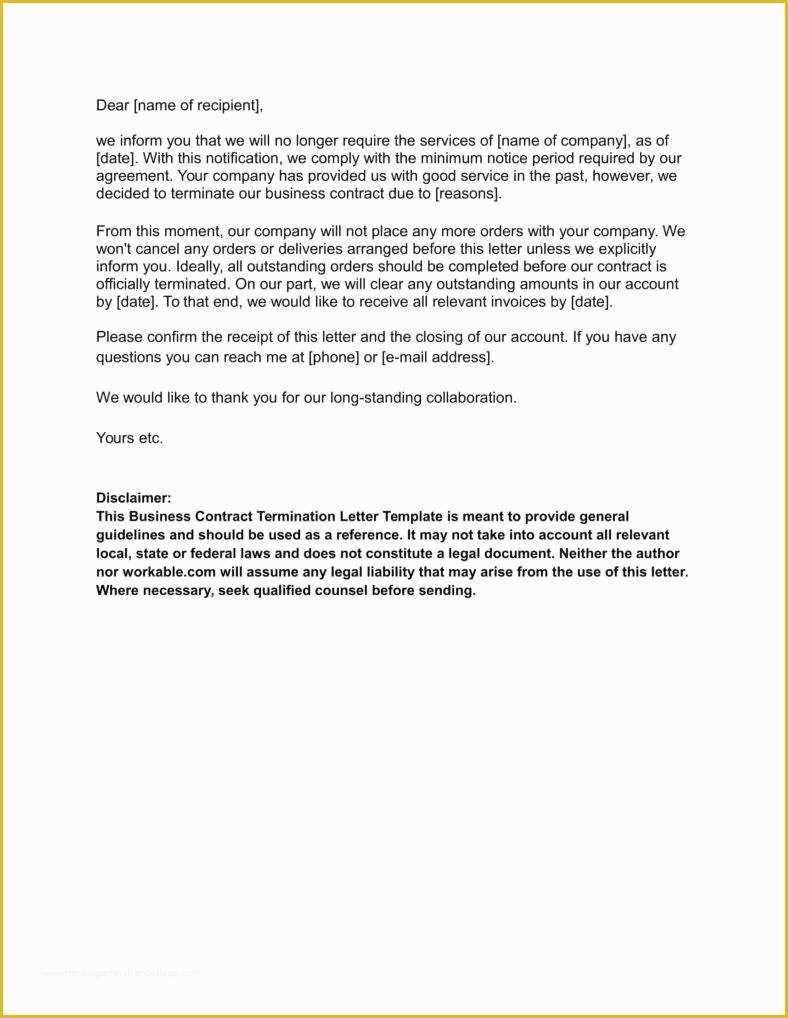 Termination Letter Template Free Of 20 Agreement Termination Letters Free Word Pdf Excel