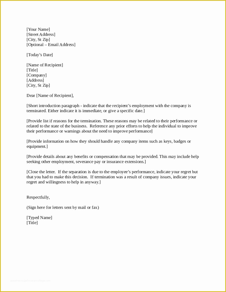 Termination Letter Template Free Of 2019 Termination Letter Templates Fillable Printable