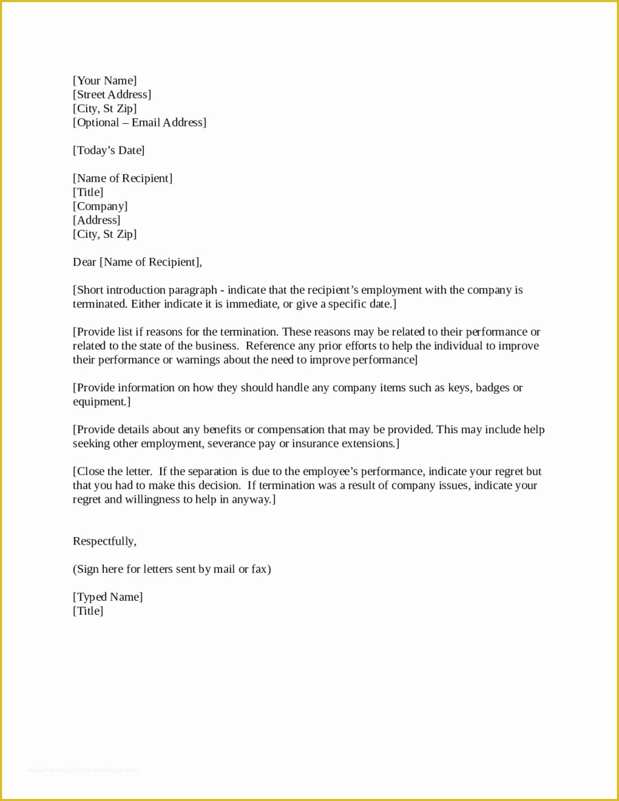 Termination Letter Template Free Of 2019 Termination Letter Templates Fillable Printable