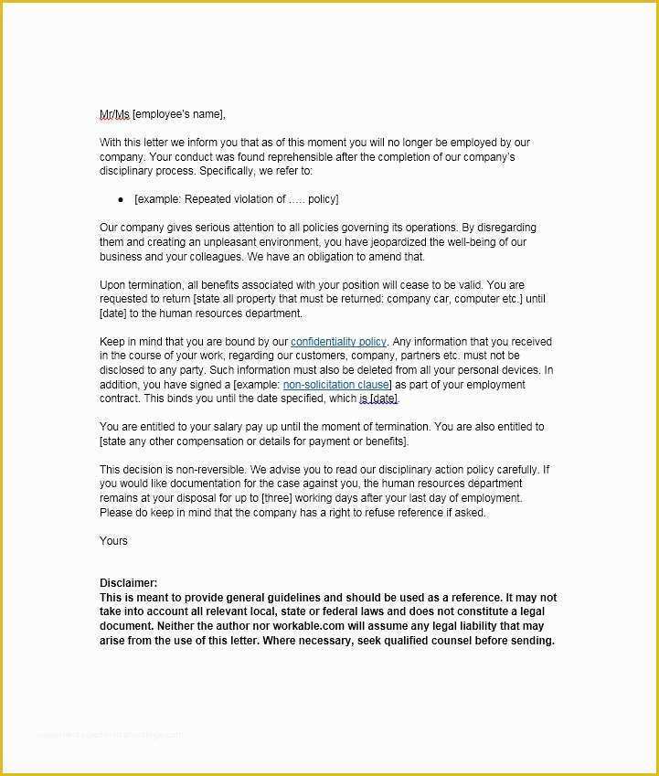 Termination Letter Template Free Of 35 Perfect Termination Letter Samples [lease Employee