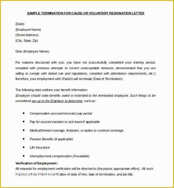 Termination Letter Template Free Of 8 Termination Letter Templates Doc