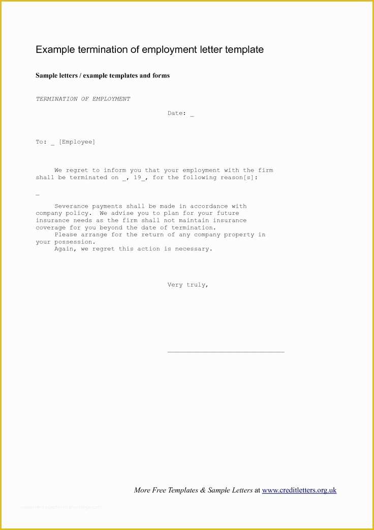 Termination Letter Template Free Of Employee Termination Letter Free Printable Documents