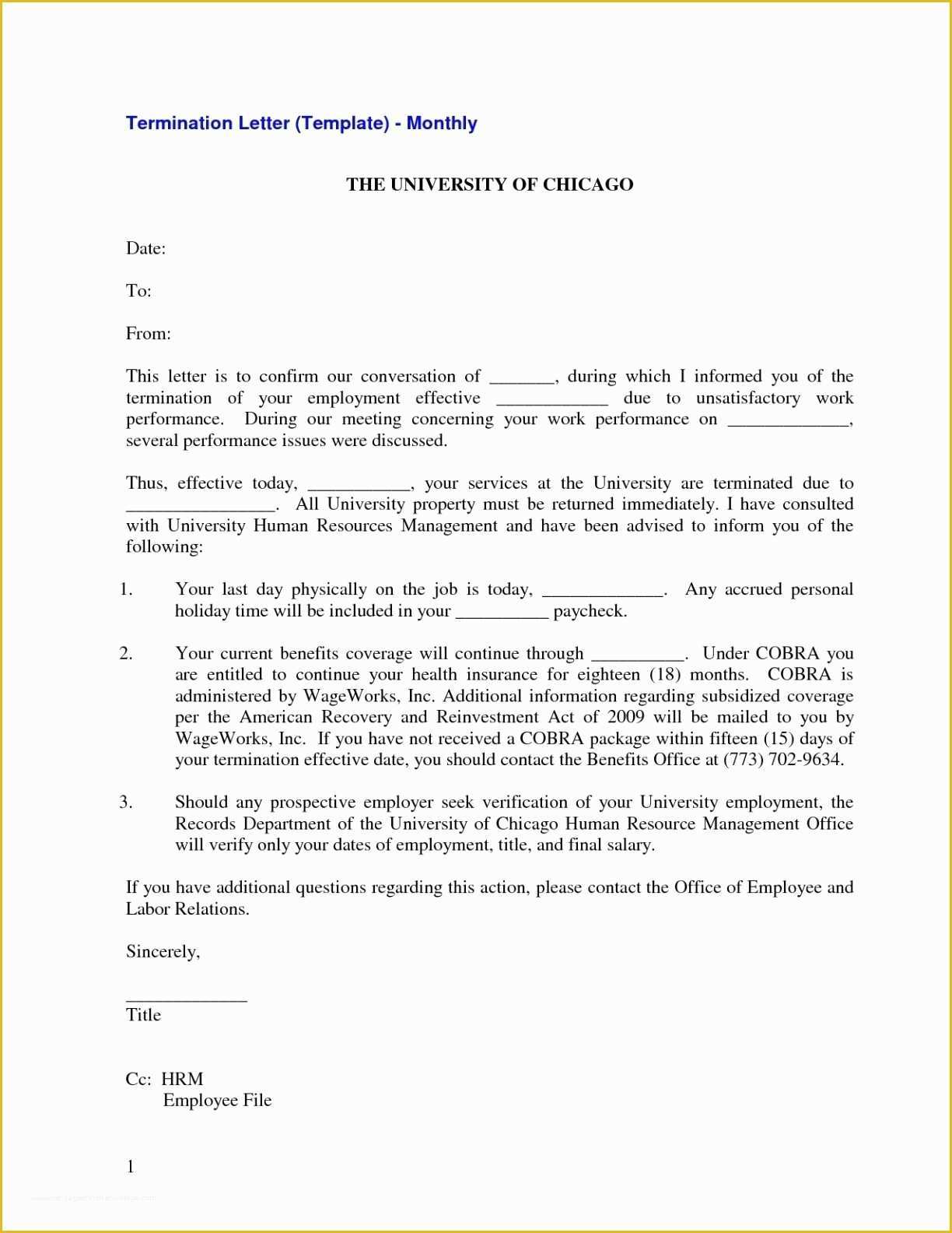Termination Letter Template Free Of Employee Termination Letter Template Free Collection