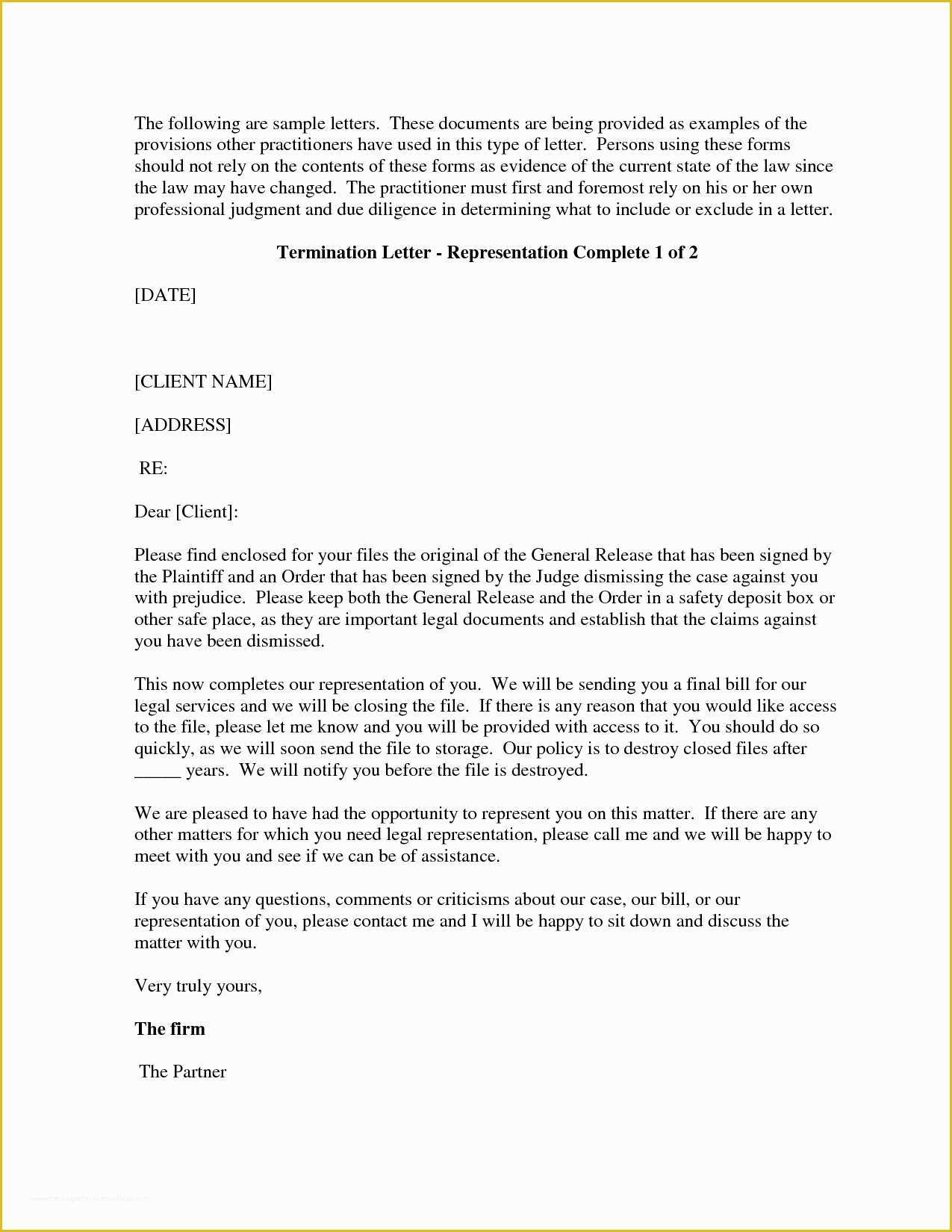 Termination Letter Template Free Of Sample attorney withdrawal Letter to Client
