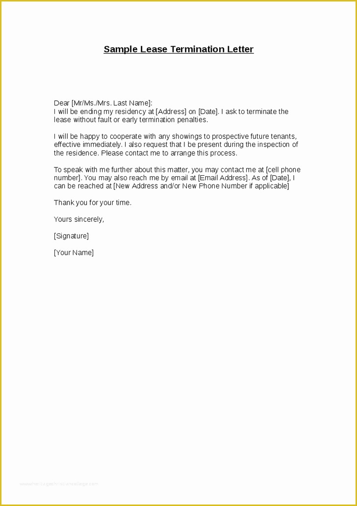 Termination Letter Template Free Of Sample Lease Termination Letter