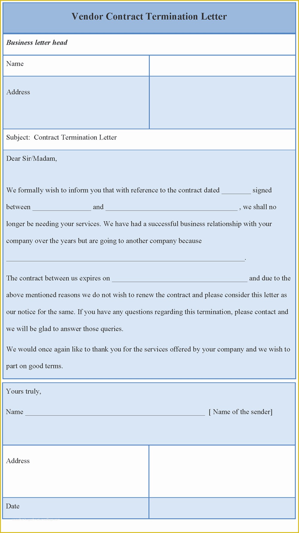Termination Letter Template Free Of Vendor Contract Termination Letter Sample Of Vendor