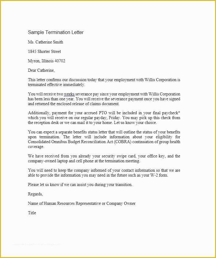 Termination Letter Template Free Of Writing A Termination Letter to An Employee