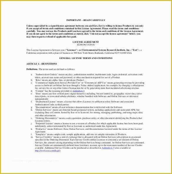 Terms Of Use Agreement Template Free Of 35 License Agreement Templates Free Word Pdf format