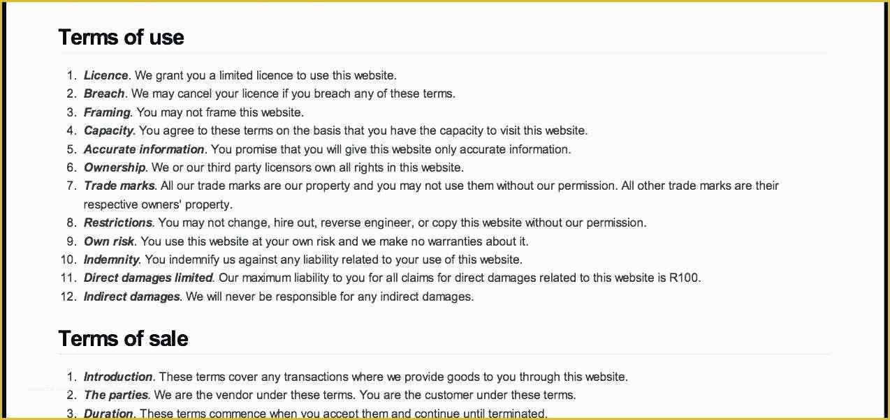 Terms Of Use Agreement Template Free Of Free Terms Of Use Template