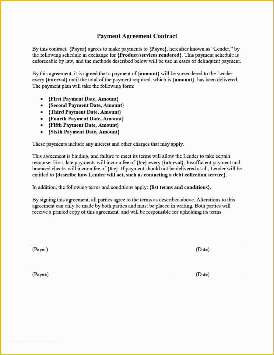 Terms Of Use Agreement Template Free Of Payment Agreement 40 Templates & Contracts Template Lab