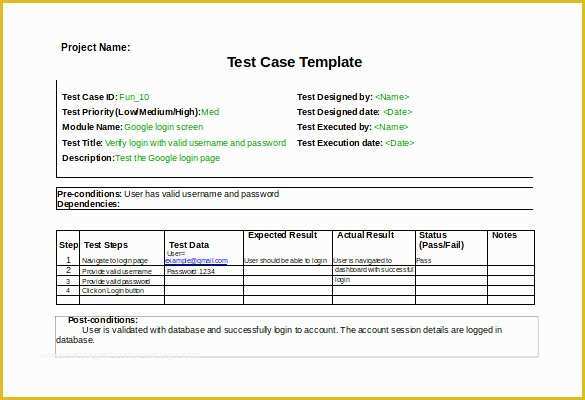 Test Case Template Excel Free Download Of Free Editable Use Test Case Template Ms Word Download Use