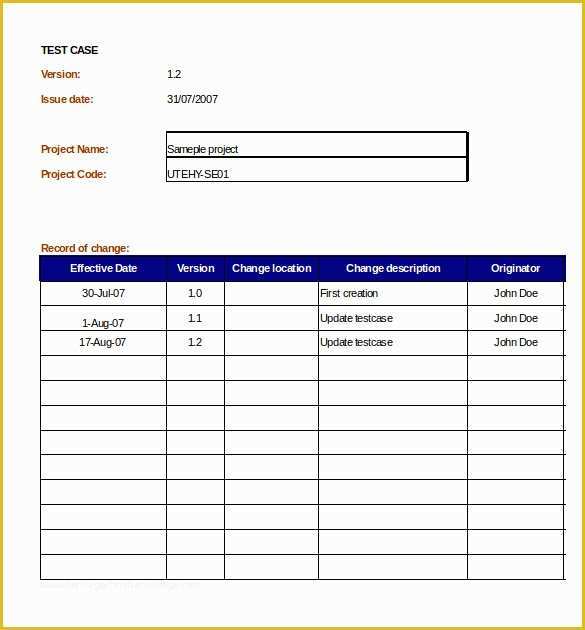 Test Case Template Excel Free Download Of Test Case Template – 17 Free Word Excel Pdf Documents