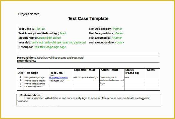 Test Case Template Excel Free Download Of Test Case Template 22 Free Word Excel Pdf Documents