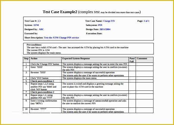 Test Case Template Excel Free Download Of Test Case Template