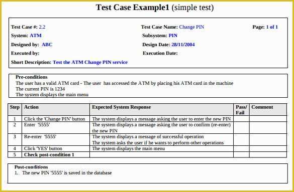Test Case Template Excel Free Download Of Test Case Template