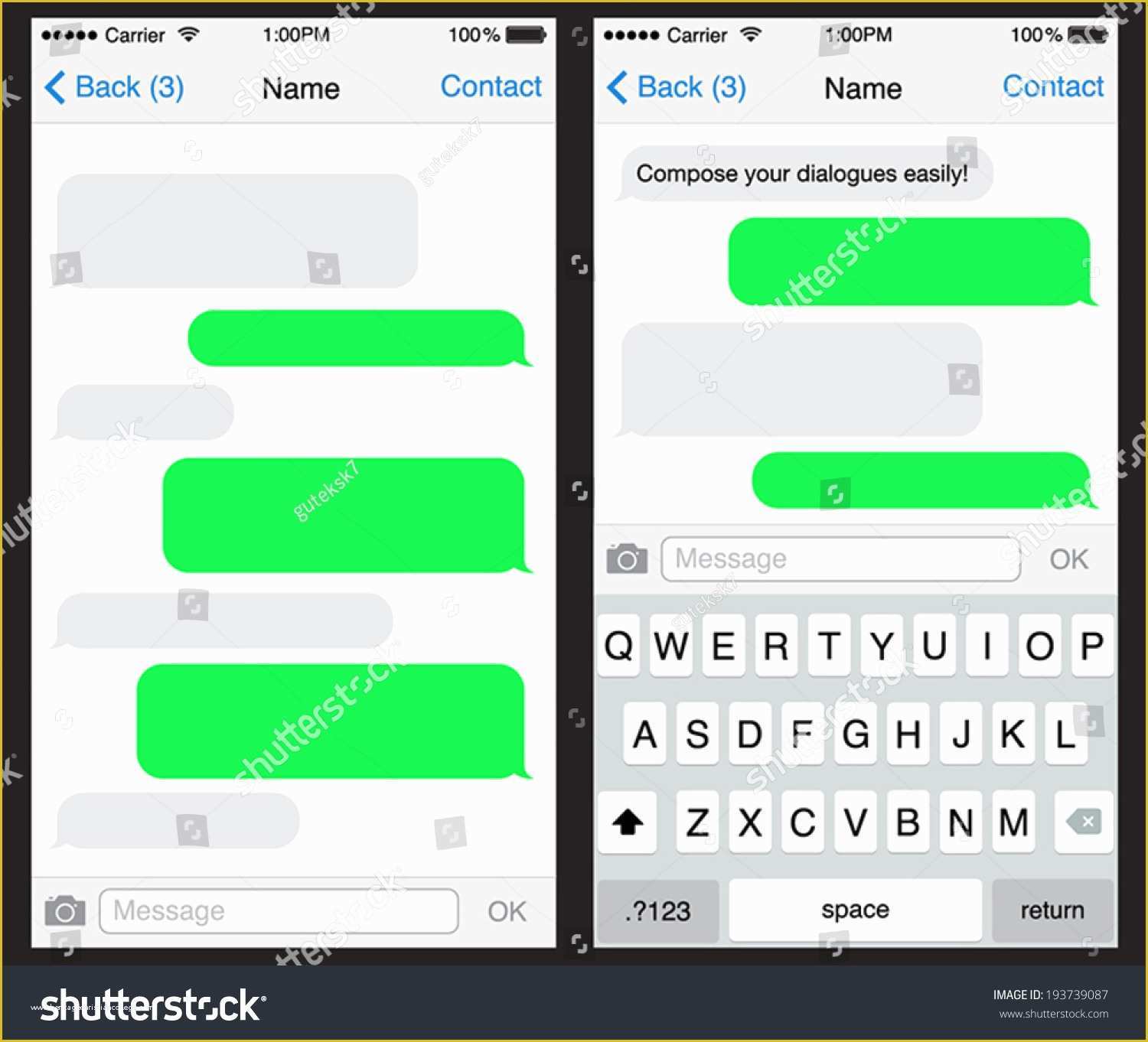 Text Message Templates Free Of Chat Sms Application Template Can Place Stock Vector